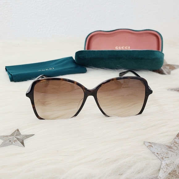 Gucci Oversized Butterfly Sunglasses Havana Tortoiseshell Brown NEW - Picture 2 of 13